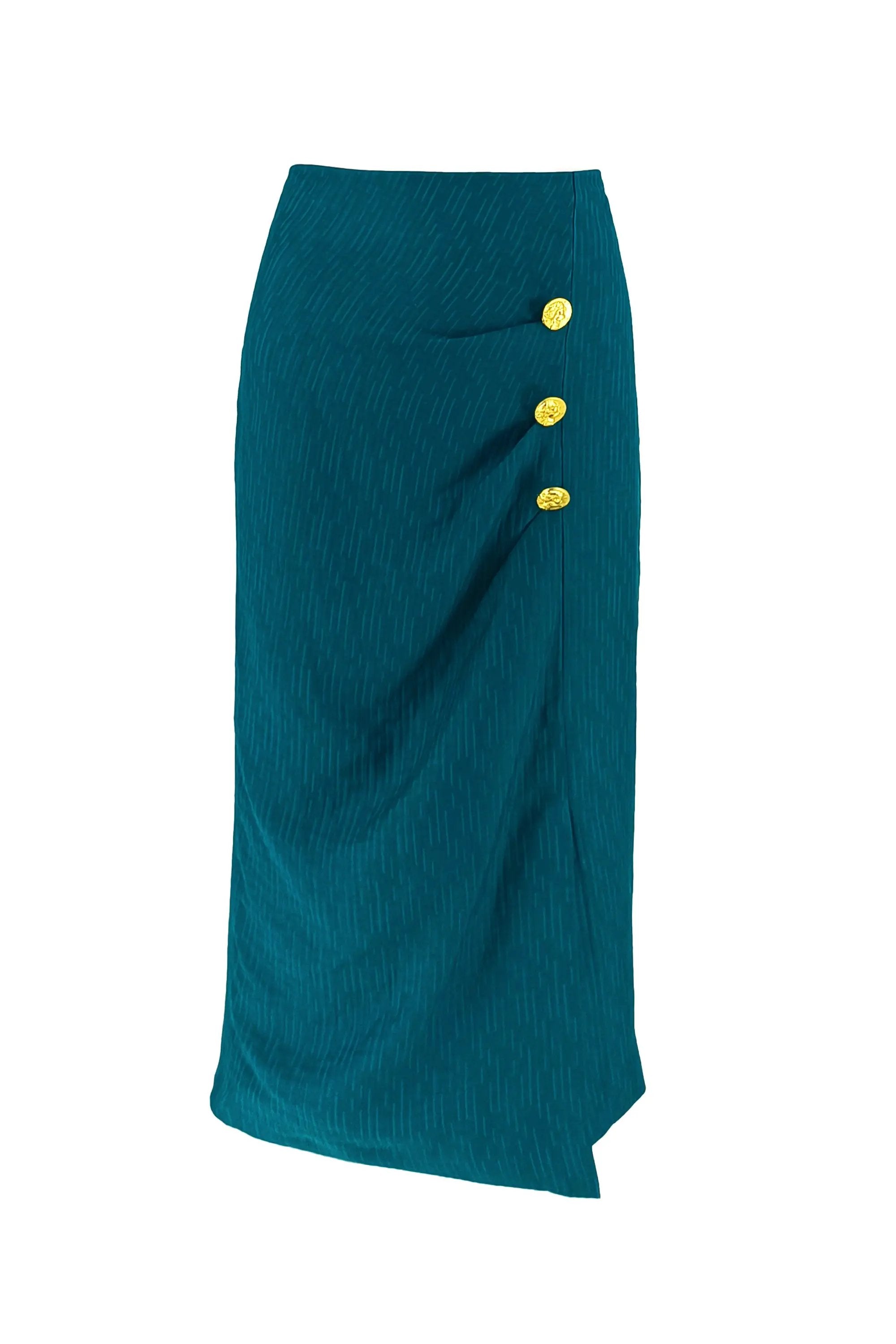 Classy Cream Blouse and Teal Skirt Ensemble - Stylish Combo ULA